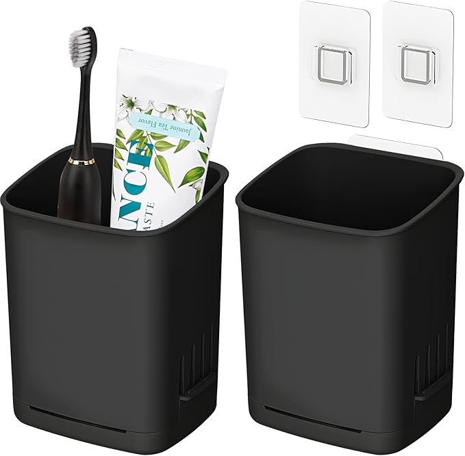 2 Packs Wall Mounted Toothbrush Holders, Self Adhesive Bathroom Toothbrush Wall by First-zgel