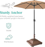 Best Choice Products Fillable Mobile Umbrella Base, Heavy Duty Base, Square Tiered Market Stand for Patio, Deck, Outdoor w/ 4 Wheels, 2 Locks, 2 Knobs, 120lb Capacity - Brown - Image 3