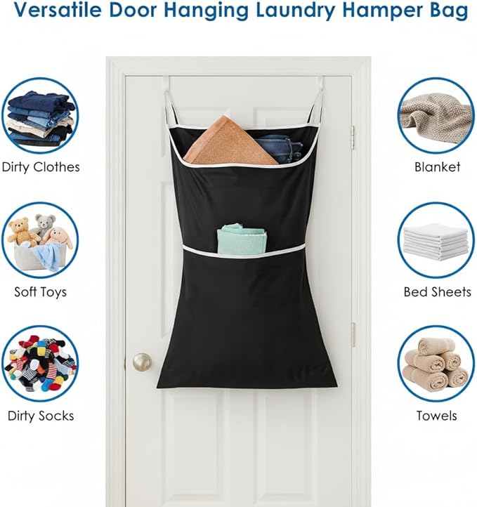 2-in-1 hanging laundry hamper Bag + Pop-up mesh laundry basket, XL Over the - Image 4