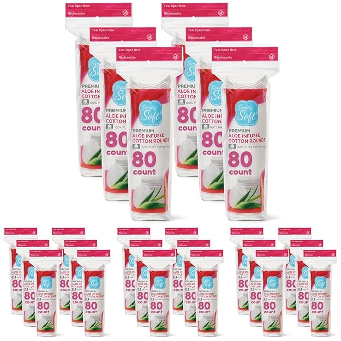 Simply Soft Aloe Infused Premium Cotton Rounds, Hydrating Aloe Vera, 100% Pure by Medline