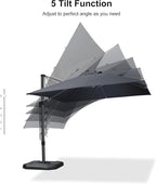 PURPLE LEAF 9.8' X 9.8' Tilting Patio Umbrella with Base Outdoor Cantilever Swivel Square Umbrella with Tilt Aluminum Offset Umbrella with 360-degree Rotation for Garden Deck Pool Patio Grey - Image 8