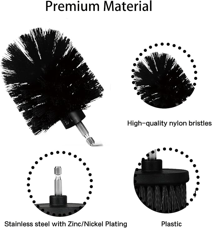 Drill Brush Attachment Set, 7 Pack 1/4in Power Scrubber Brush + Extend Long Rod - Image 5
