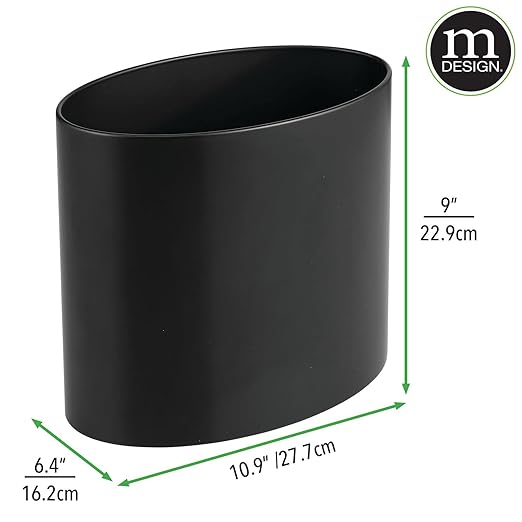 mDesign Stainless Steel Metal Oval Trash Can, 7.9 Liter/2.09 Gallon Wastebasket - Image 4
