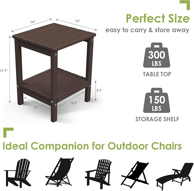 GREENVINES Outdoor Rocking Chair Set | 3-Piece | Dark Brown Wood Grain | 2 Rocking Chairs with 1 Side Table | Porch Rocker | HDPE Plastic | Patio Furniture Sets - Image 5