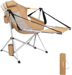 KingCamp Hammock Chair with Footrest – Heavy Duty Swinging Rocking Camping Chairs for Adults up to 400lbs, Folding Portable Oversized Rocker with Cup Holder & Pillow for Outdoor Beach Lawn RV Sports by KingCamp