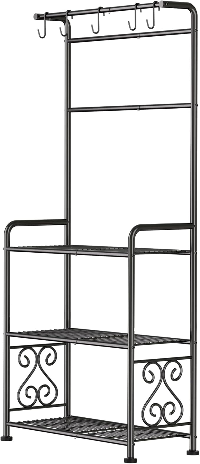 Plant Stand Indoor Outdoor Heavy Duty Metal - 56.4" Tall 3-Tier Shelf for Multiple Plants, Flowers, Rustproof Black Storage Rack for Patio, Balcony, Living Room, Garden, Includes Hooks&Adjustable Feet - Image 7