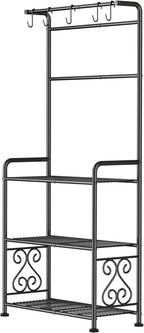 Plant Stand Indoor Outdoor Heavy Duty Metal - 56.4" Tall 3-Tier Shelf for Multiple Plants, Flowers, Rustproof Black Storage Rack for Patio, Balcony, Living Room, Garden, Includes Hooks&Adjustable Feet - Image 7