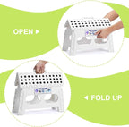 Delxo 9 Inch Folding Step Stool for Kids and Adults,15-Inch Extra Wide Height Large Platform Heavy Duty Stepping Stool More Safe and Comfortable Non Slip Foldable Step Stool White - Image 6