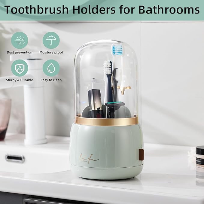 Toothbrush Holders for Bathrooms, Rotating 7 Slots Electric Toothbrush Holders - Image 4
