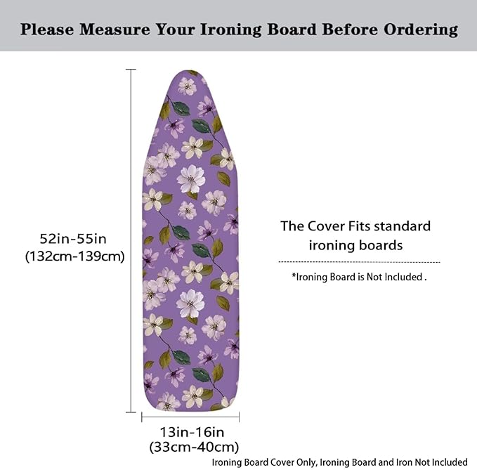 Purple Flower Ironing Board Cover and Pad Cover - Image 5