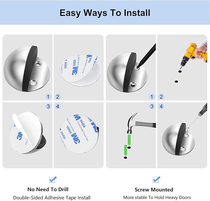 Door Stop Self Adhesive Floor Door Stopper No Drill Rubber Door Bumper Wall - Image 7