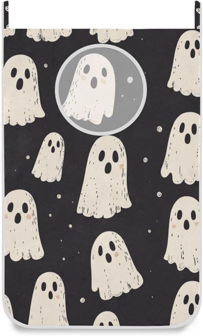Cute Halloween Ghost Black Hanging Laundry Hamper Door Hampers Bag Basket by Tatenale