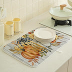 Fall Dish Drying Mat 18 x 24 Inch Thanksgiving Sunflower Pumpkin Drying Mat - Image 2