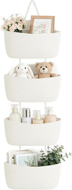 Dahey Over The Door Hanging Basket 4-Tier Woven Boho Wall Mounted Storage by Dahey