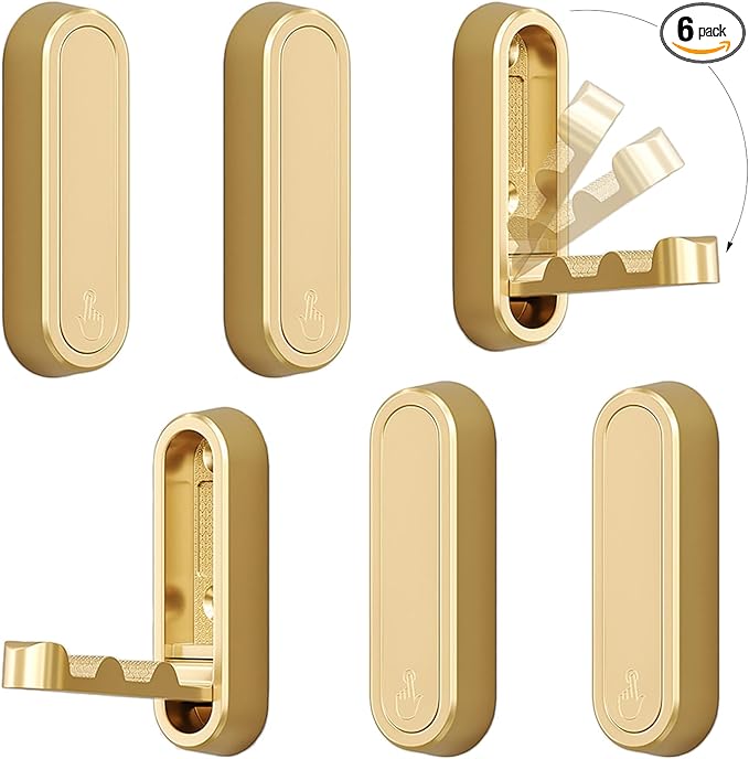 6PCS Folding Coat Hooks, Heavy Duty Wall Hooks Made of Zinc Alloy, Foldable by XSGTZMJ