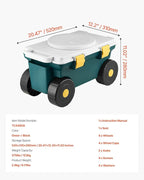 VEVOR Garden Scooter with Seat, 2 in 1 Rolling Garden Cart with Storage Bin, Supports up to 227 lbs, Outdoor Wagon with Handle, Lightweight Storage Gardening Stool for Yard Weeding Planting - Image 7