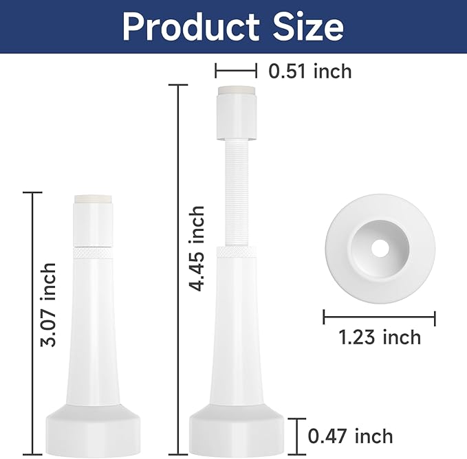 Adjustable Door Stoppers for Bottom of Door, 3.07-4.45 in Aluminum White Door - Image 2