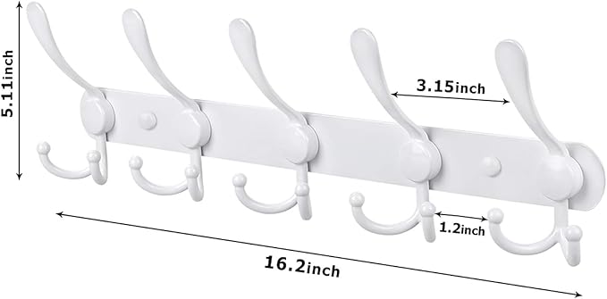 Wall Mounted Coat Rack, 2 Packs 15 Hooks Stainless Steel Coat Hook Rail - Image 3