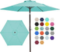 JEAREY 7.5FT Patio Umbrella Market Table Umbrella with 6 Sturdy Ribs, Push Button Tilt/Crank Outdoor Umbrella for Garden, Deck, Backyard, Pool and Beach,Teal Blue by JEAREYOutdoorsCollection