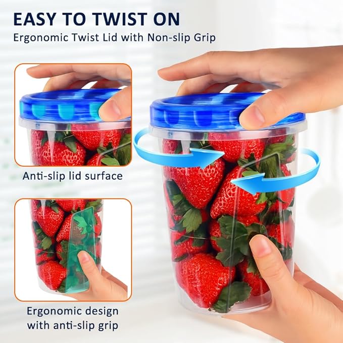 10 Pack 34oz Reusable Freezer Food Storage Containers - Image 6