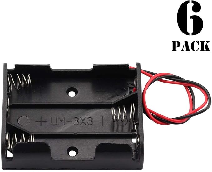 6 Pieces 3 Slots x 1.5V AA Battery Case Holder Battery Spring Clip Storage Box - Image 2