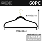 MIZGI Black Velvet Hangers 60 Pack, Premium Gold Clothes Hangers Non-Slip Felt - Image 6
