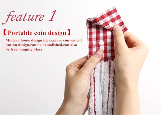 2 Pcs Kitchen Cotton Classical Striped Towel/Absorbent Towel/Hanging - Image 2