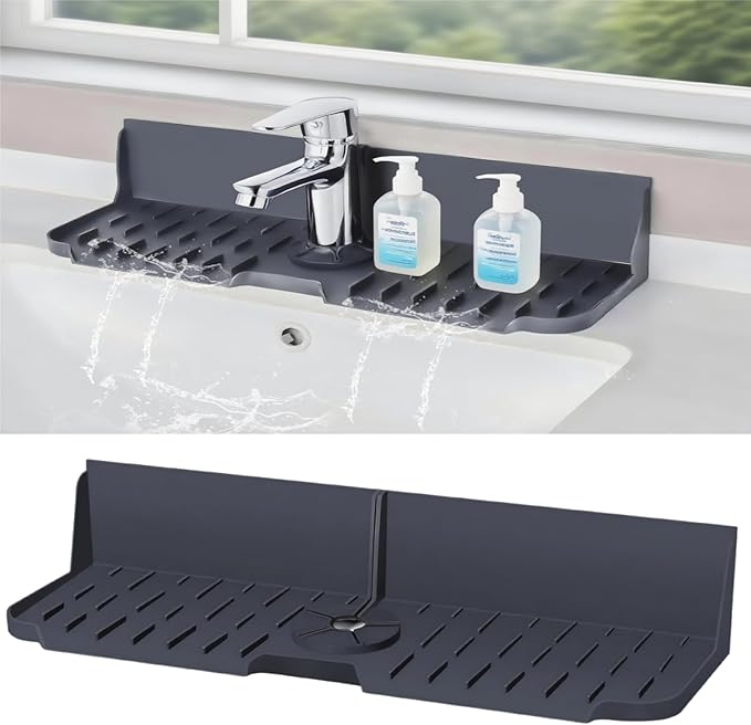 Sink Splash Guard Behind Faucet, Silicone Sink Faucet Drying Mat & Dish Soap by Unknown