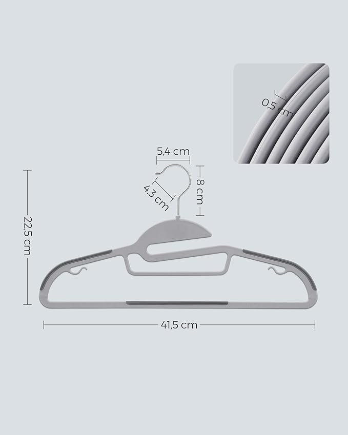 SONGMICS 100 Pack Coat Hangers, Heavy-Duty Plastic Suit Hangers, S-Shaped - Image 6