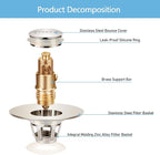 Bathroom Sink Stoppers Brushed Nickel – Pop Up Drain Stopper & Strainer - Image 5