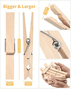 Large Clothes Pins Wooden Clothespins, 4 Inch 12 Pack Heavy Duty Outdoor Pegs - Image 5