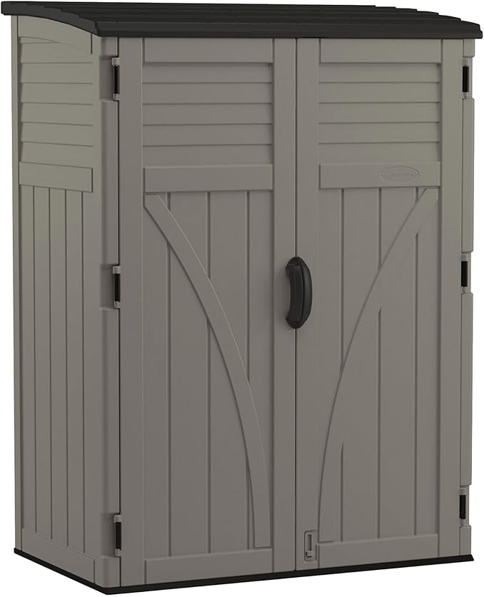 Suncast Outdoor Storage Cabinet Waterproof Resin Vertical Outdoor Storage Shed (54 cu. ft.) for Patio, Garden Tools, Cushions, & Equipment. Weatherproof Plastic Multi-Wall Design, Capacity Made in USA - Image 4