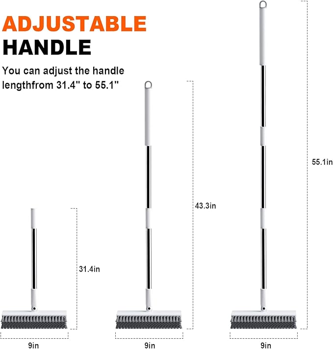Grout Brush with Long Handle, Heavy-Duty Tile and Shower Floor Scrub Brush Stiff - Image 5