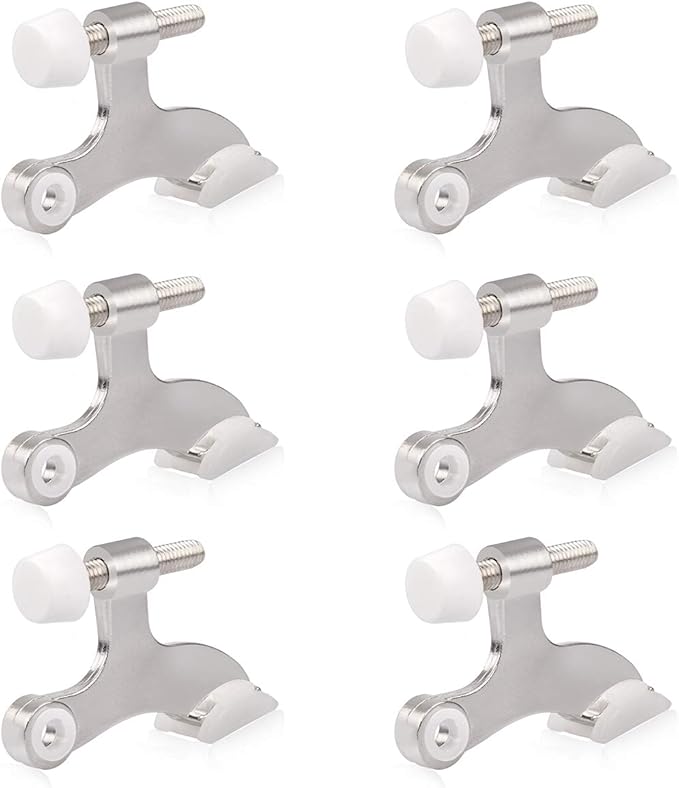HOMOTEK 6 Pack Hinge Pin Satin Nickel Door Stopper, Adjustable Deluxe Heavy by HOMOTEK