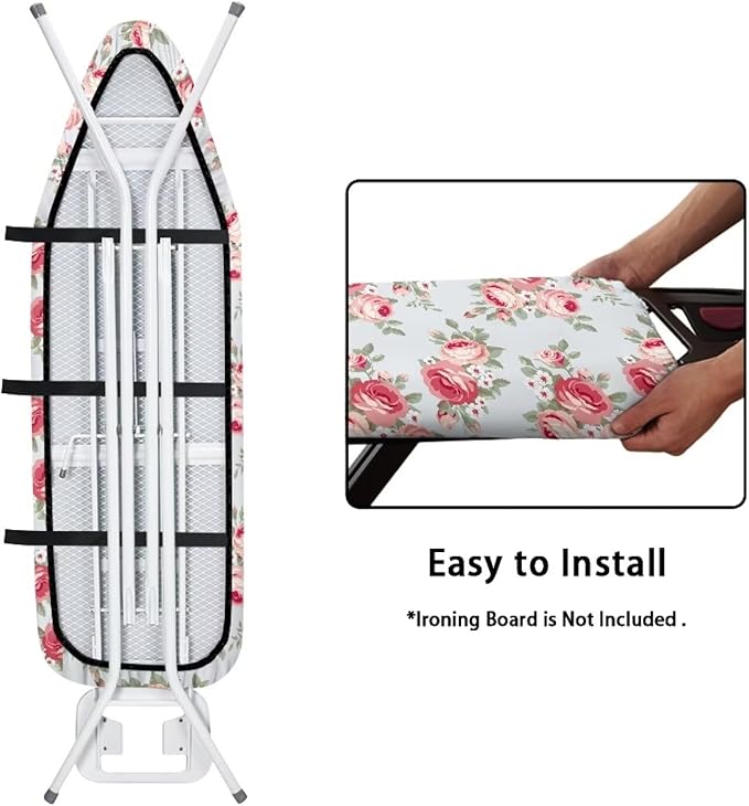 Pink Rose Ironing Board Padded Cover Dust Covers Stretchable Iron Board - Image 4