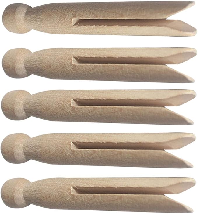 Round Wooden Clothespins, Unfinished Wood Doll Pins - Image 6