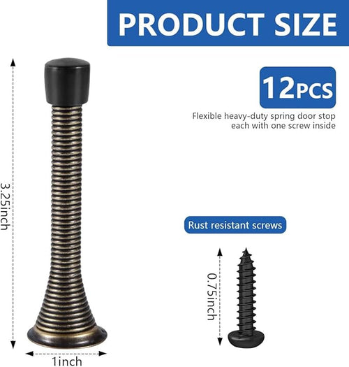 12 Pack Spring Door Stops 3 1/4 Inch Flexible Heavy Duty Spring Door Stopper - Image 2