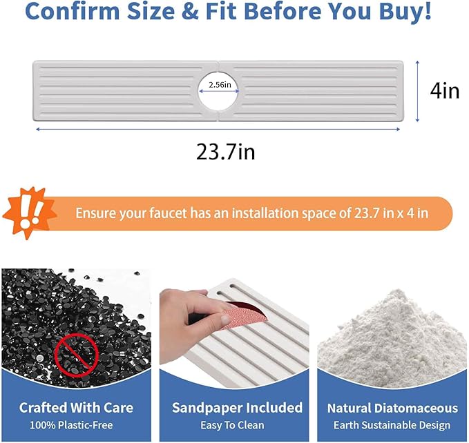 Kitchen Faucet Mat, Diatomite Sink Faucet Mat Splash Guard - Image 3