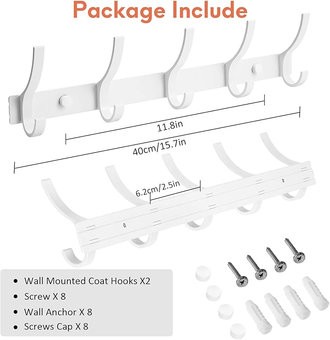 Coat Rack Wall Mount, Coat Hook Wall Mount, Wall Hooks - Image 4