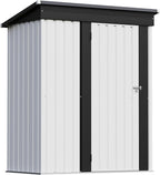 Patiowell 5x3 FT Outdoor Storage Shed, Garden Tool Shed with Sloping Roof and Lockable Door, Metal Shed for Backyard Garden Patio Lawn, White - Image 2