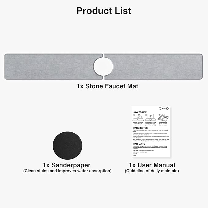 30" x 4" Stone Faucet Mat for Kitchen Sink, Quick Drying Diatomite Sink Tray - Image 7