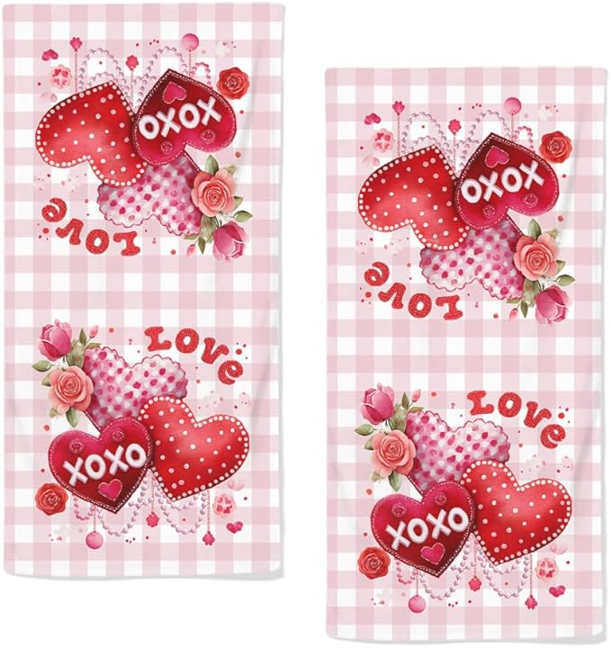 Valentines Day Hand Towels by qiuhuang