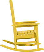KINGYES HDPE Rocking Chairs Outdoor, Patio Rocking Chairs with 330lbs Support, Smooth Porch Rocker for Deck Lawn Yard, Yellow - Image 11