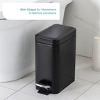 Home Zone Living 2-Pack 1.3 Gallon Small Black Bathroom Trash Can - Image 2