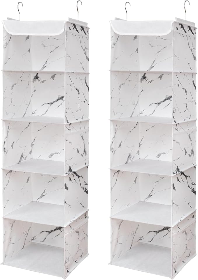 5 Shelves Hanging Closet Organizer, 2 Pack Hanging Storage by BrilliantJo