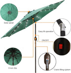 Blissun 9 ft Solar Umbrella, Patio Umbrella with 32 LED Lights, Outdoor Table Market Umbrella for Garden, Deck, Backyard (Seaglass) - Image 2