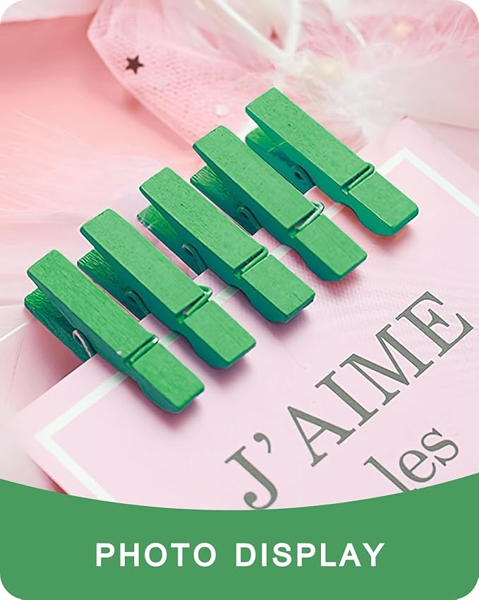Mini Clothes Pins Wooden Colored Green Small Clothespins - Image 8