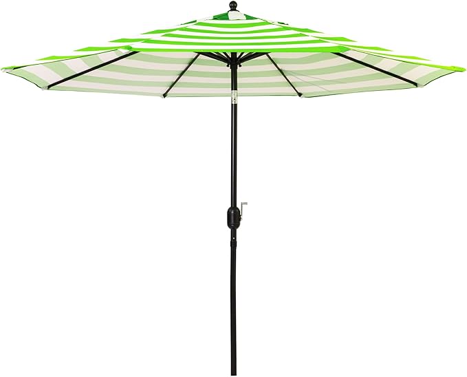 Sunnyglade 9' Patio Umbrella Outdoor Table Umbrella with 8 Sturdy Ribs (Grass Green and White) by Sunnyglade