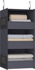 3-Shelf Hanging Closet Organizer and Storage, Foldable Hanging Closet Shelves by Bosuelife