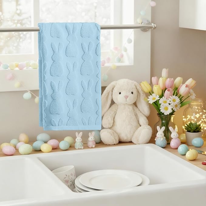 Artoid Mode 1 Pc Light Blue 3D Rabbit Jacquard Easter Hand Towels - Image 5